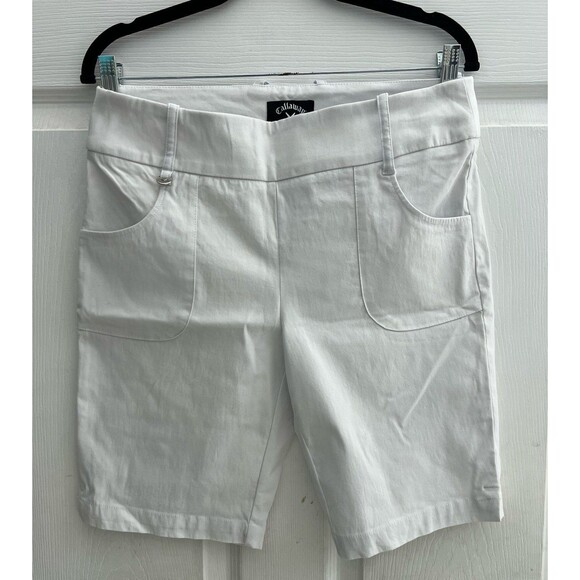 Callaway women's flex fabric white golf pull on shorts with pockets - Picture 2 of 7